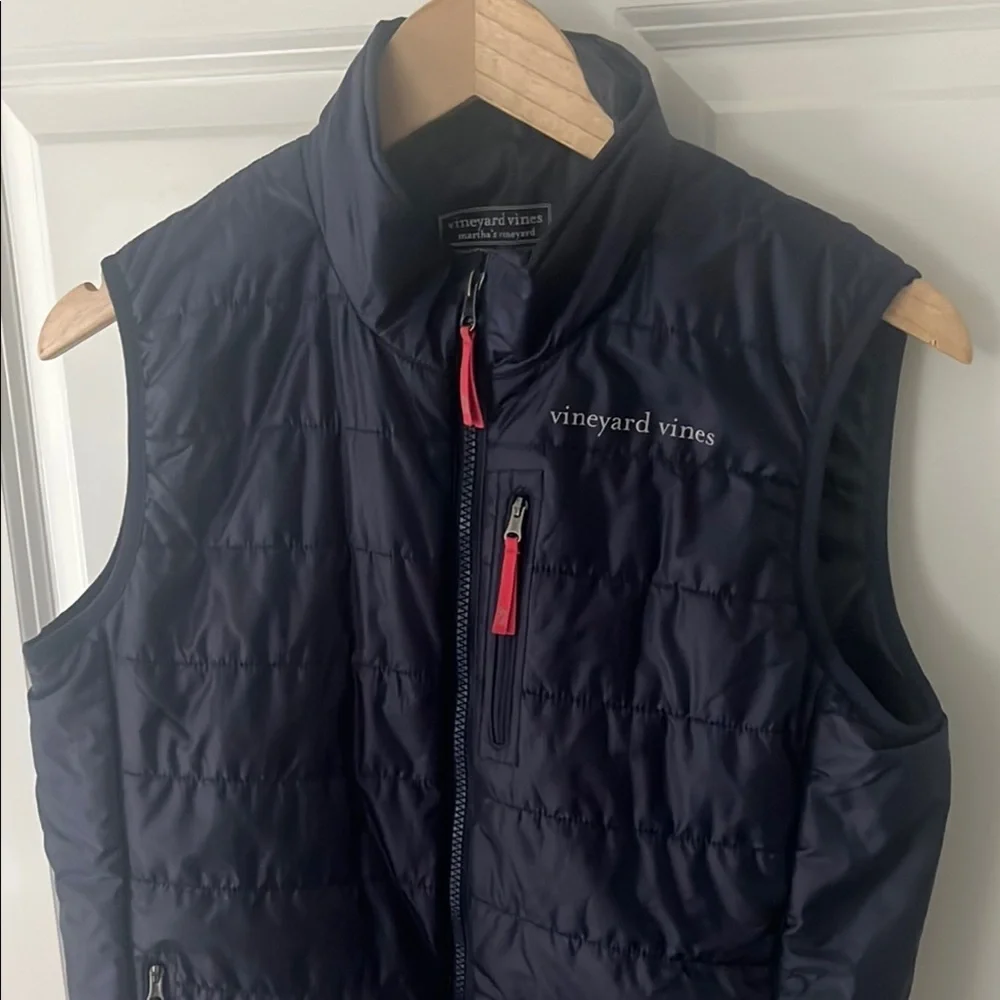Vineyard Vines Navy Sz 16 Youth quilted puffer vest Blue & pink